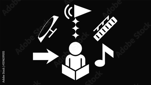 Person Learning Music And Media education icons