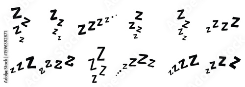 zzz zzzz doodle bed sleep snore icons vector signs nap rest dream relax sound comic book text sound