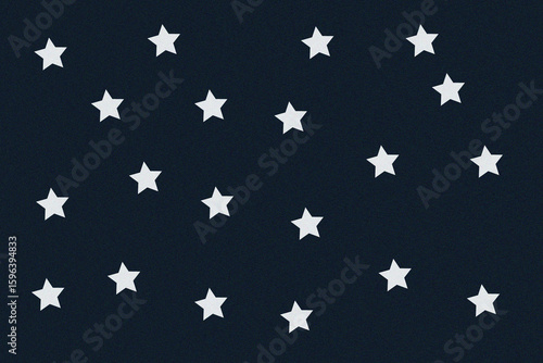 Small white stars scattered on a dark blue background isolated on transparent background