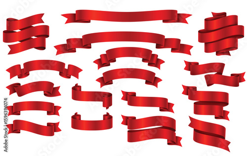 wrapping red ribbon banners price tag badges vector set