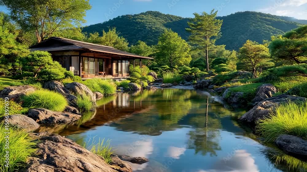 Serene Japanese garden scene Serene Japanese garden scene