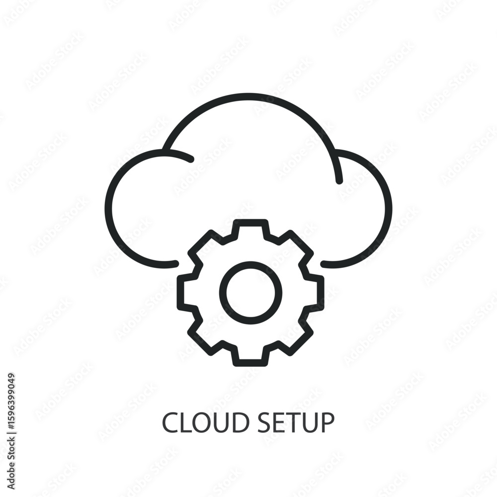 Cloud setup thin line vector icons. Cloud setup thin line vector icons.