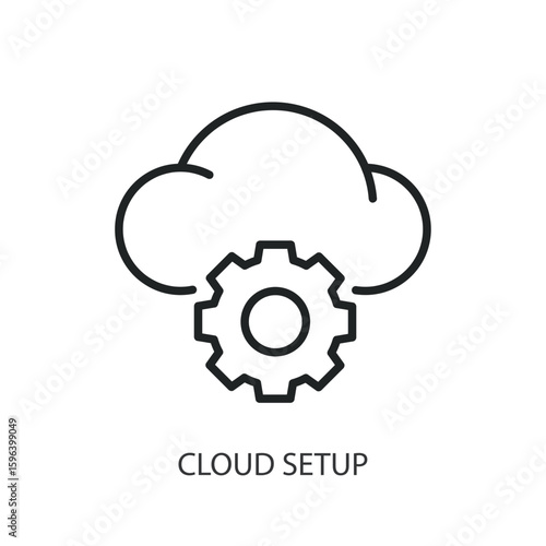 Cloud setup thin line vector icons.