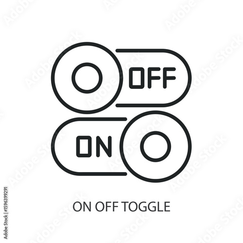 On off toggle thin line vector icons.