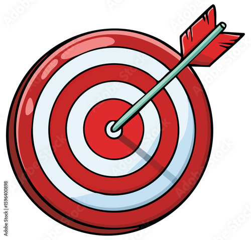 Arrow hitting a bullseye on a target clipart