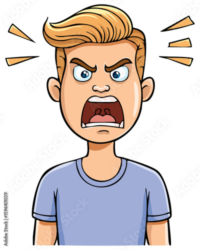 Angry cartoon man yelling clipart illustration