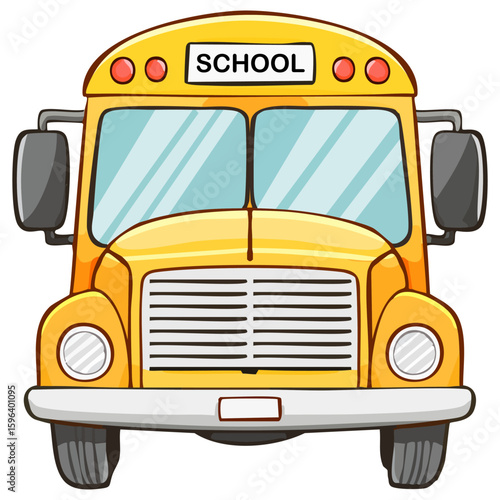 Cartoon clipart of a yellow school bus from the front 