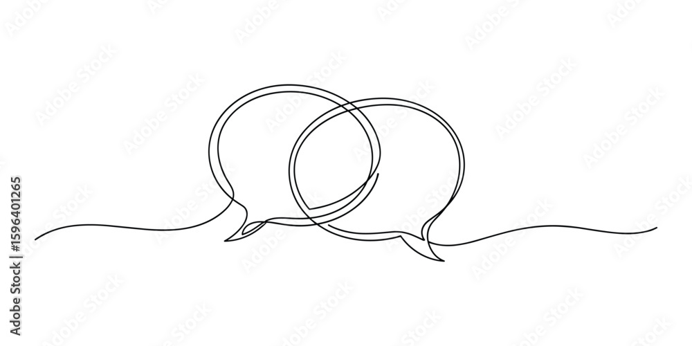 Obraz premium Overlapping Speech Bubbles Continuous Line Drawing Communication Concept Vector Illustration