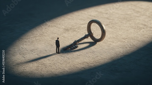 Silhouetted manager at a crossroads in a stormy landscape, choosing between low-risk shelter and high-risk adventure, decision, risk, weather, manager