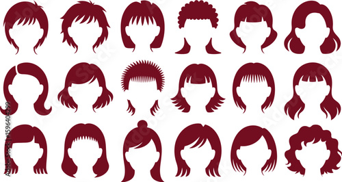 Haircut styles for women and girls trendy haircuts hair style guide hair fashion haircuts inspiration ideas. Editable vector illustration.