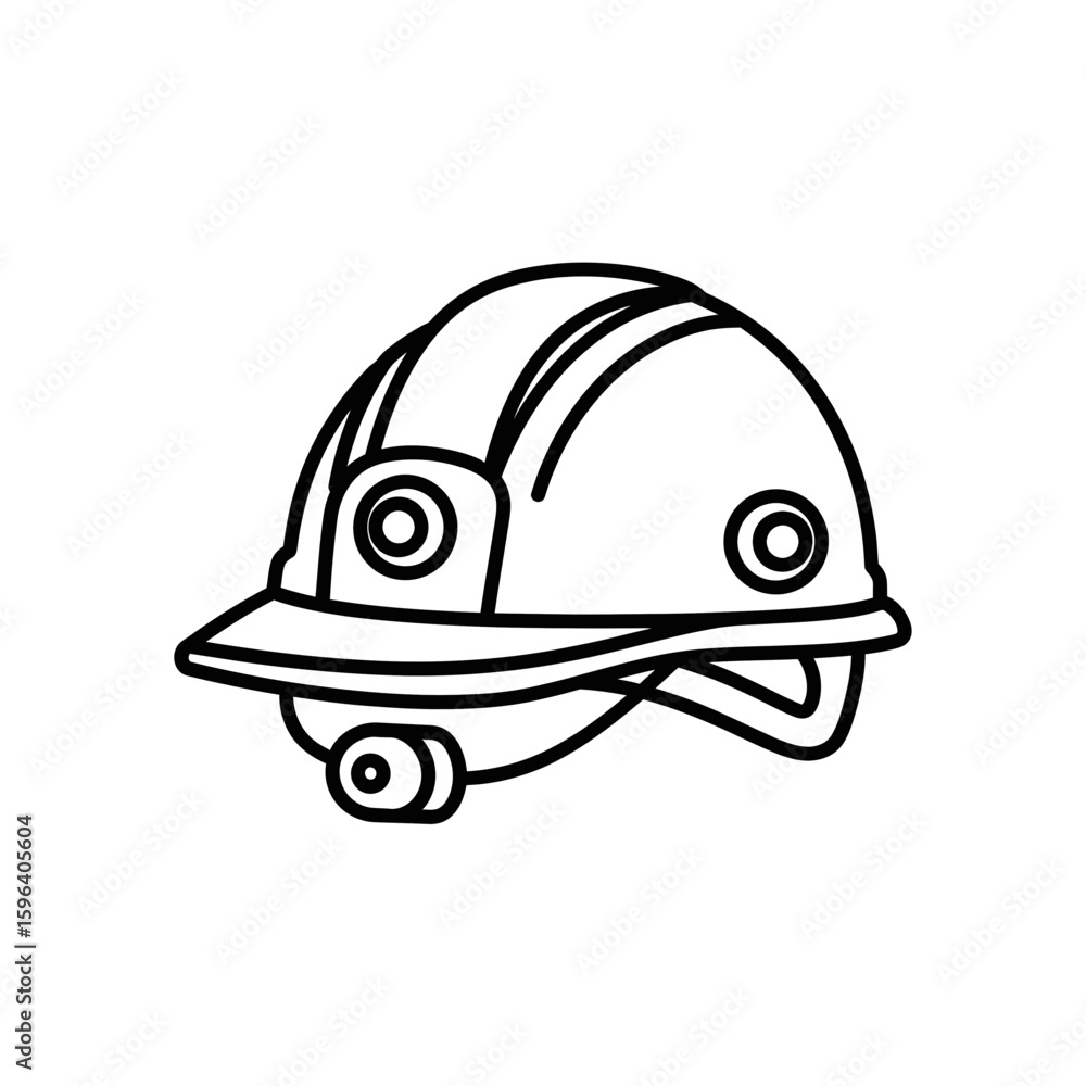 Fototapeta premium Internet of Things (IoT) helmet icon in black line art style