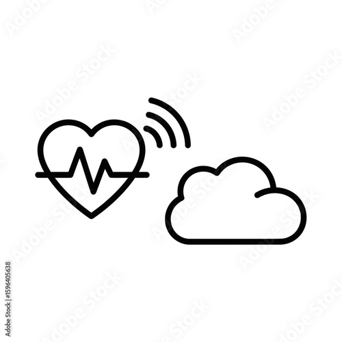Internet of Things (IoT) heart monitoring icon with cloud connection