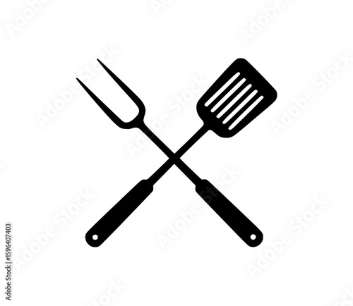 Silhouette of spatula and barbecue fork crossed
