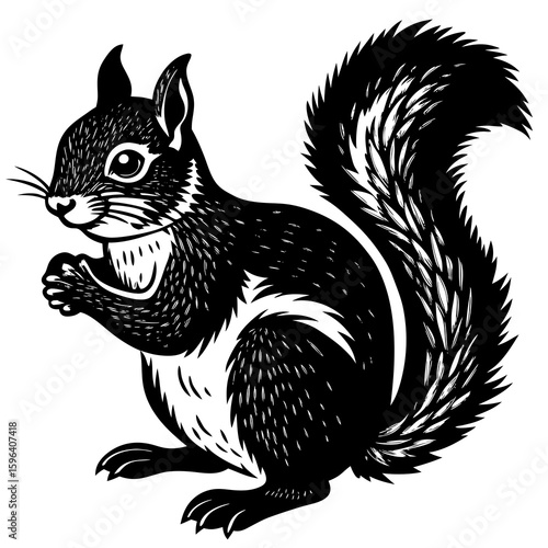 "Curious Squirrel Eating Nut on Forest Floor in Natural Light"