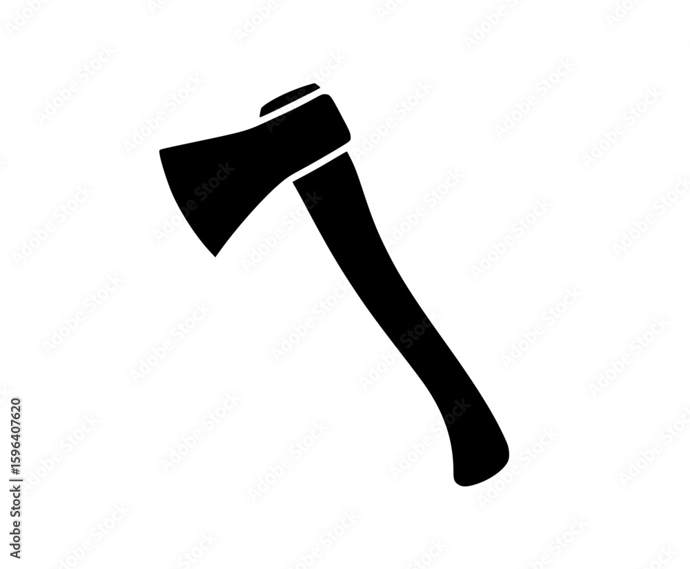 Black silhouette of a classic curved axe Black silhouette of a classic curved axe