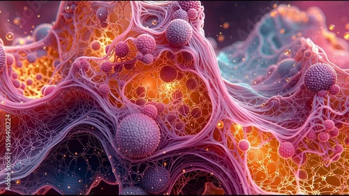 Neural wave fractals in glowing pinks Generative AI