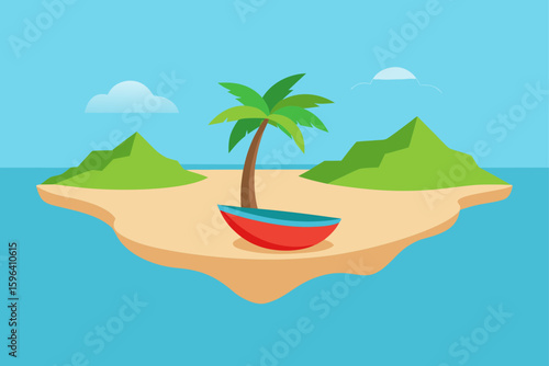 hidden paradise beach and floating boat
