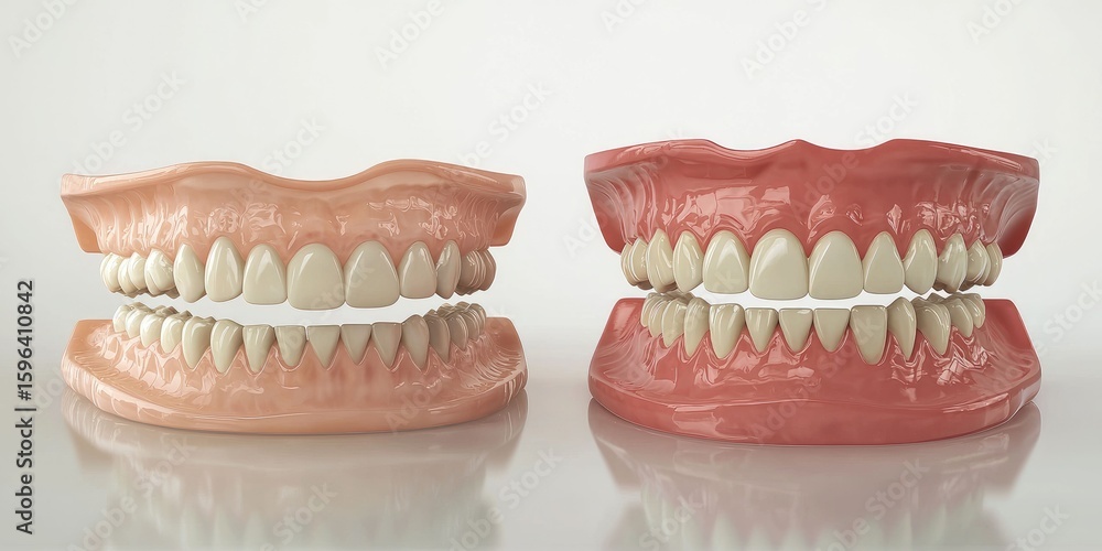 Fototapeta premium Digital orthodontic treatment simulation with before and after views