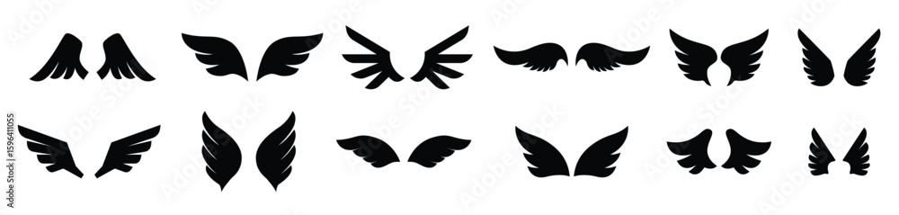 Fototapeta premium Set wing icons design element poster emblem sign logo label vector illustration