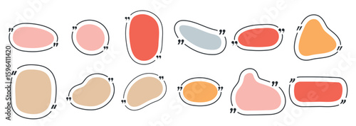 various shapes quotes frames message speech bubbles brackets colorful trendy liquid forms design dec
