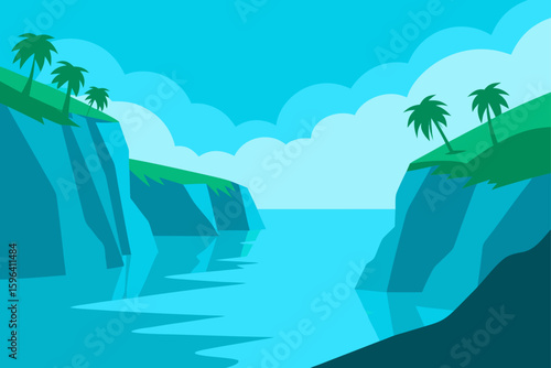 tropical cliffs and calm turquoise waters