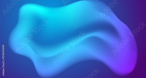 Abstract bright blue purple liquid gradient waves futuristic background. Glowing retro smooth wavy vector design