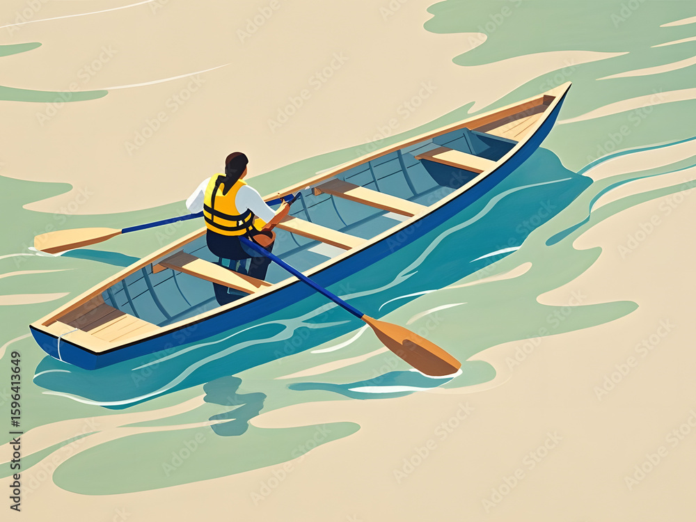 Fototapeta premium Person rowing boat