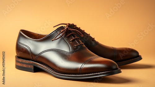 Handmade leather shoes displayed with meticulous craftsmanship on a neutral studio background.
