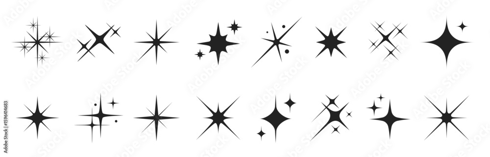 Obraz premium star sparkle twinkle star burst flash vector silhouettes shining lights glitters sparks bright stars