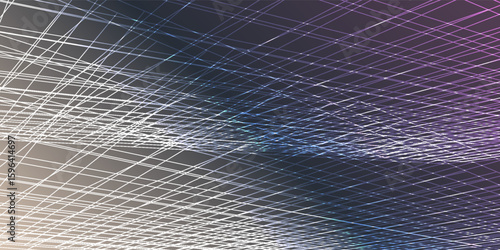 Visual depiction of a geometric 3D grid intertwined with a vibrant blue dot, evoking abstract dynamics and spatial conceptualization.eps10