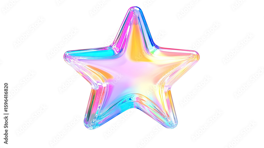 Obraz premium a glass star sign icon illustration iridescent decorated on white background