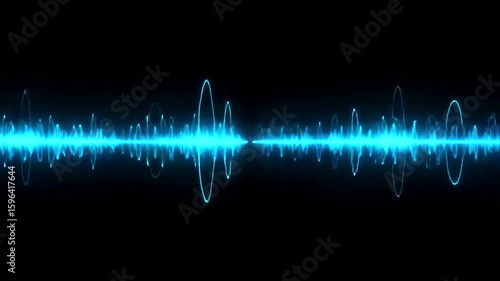 Digital audio waves with glow effect visualize sound electronic signal or musical recording on