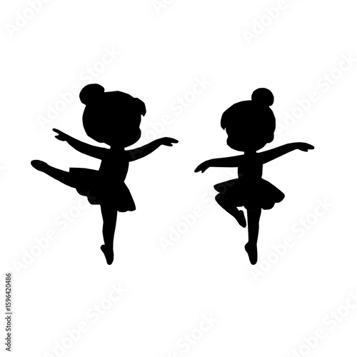 Cute Kids Ballerina Silhouettes.Vector Dance Girls Collection. Ballet Girl Silhouette Set. Little Ballerina Vector Silhouettes. Children Ballet Dance Silhouettes. kids ballerina silhouette.