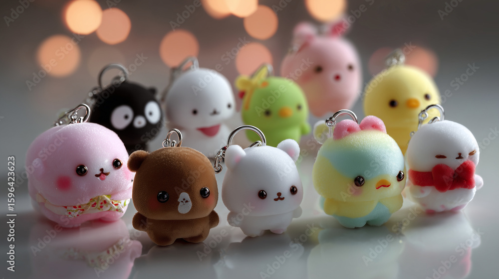 Funny pink baby chicken and yellow rubber duck toys with colorful Easter eggs and a bunny decoration, isolated for a fun holiday celebration concept Funny pink baby chicken and yellow rubber duck toys with colorful Easter eggs and a bunny decoration, isolated for a fun holiday celebration concept