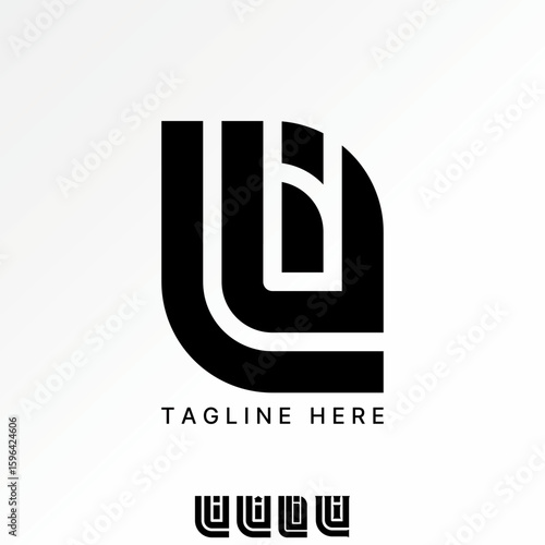 Logo design graphic concept creative premium vector stock image top sell letter LUI font line parallelogram symmetry geometry creation genesis brand