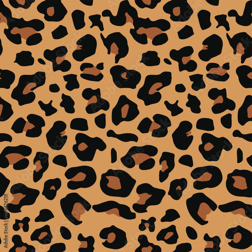 Seamless leopard print stylish vector pattern of wild cat texture