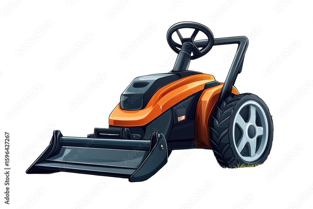 Fototapeta premium The tenacious spirit of a compact orange front loader ready to tackle any job with detailed on transparent background