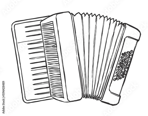 Accordion illustration with detailed keys and bellows design  