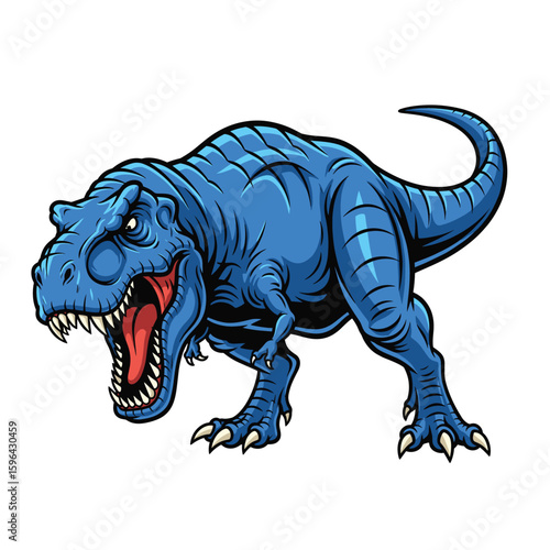 Blue T-rex roaring Illustration isolated on white background