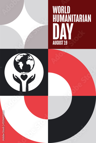 World Humanitarian Day. August 19. Holiday concept. Template for background, banner, card, poster with text. Vector EPS10 illustration.