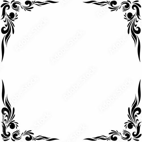 black and white floral frame