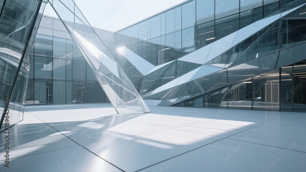 Fototapeta premium Modern Glass Architecture with Geometric Reflections