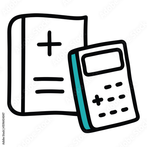 maths book and calculator icon