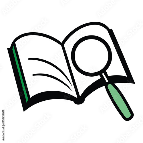 magnifying glass icon on open book