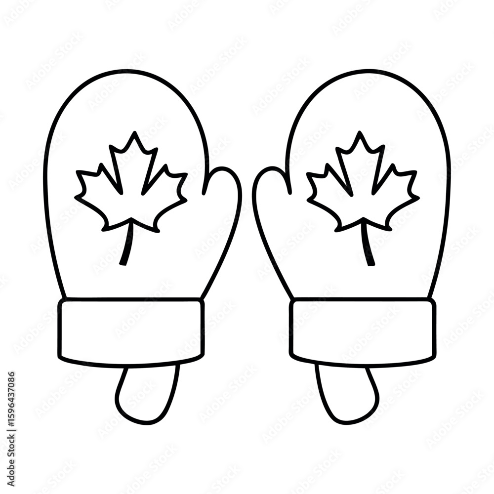 Obraz premium Flat Red Mittens Icon Pair with White Map Design