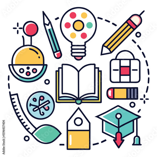vector set of office and school objects