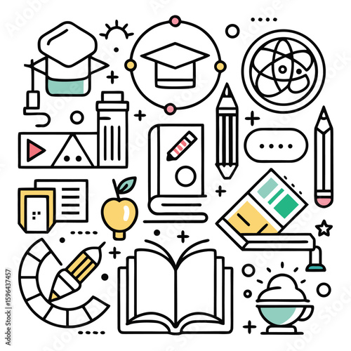 vector set of school icons