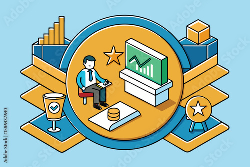 Virtual Financial Services – Isometric Illustration of Online Investment Platforms