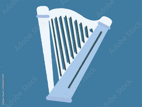 White Harp Icon Isolated On blue Background Classical
