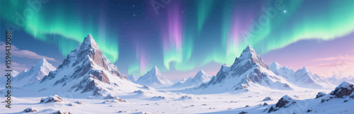 Aurora Mountains: Winter Night Serenity